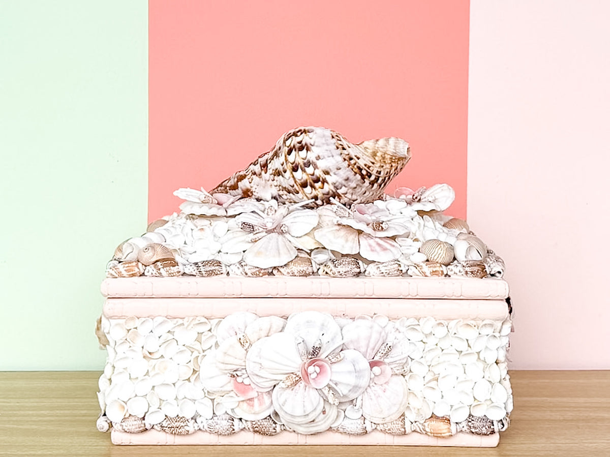 Beautiful Shellegance Wood Chest