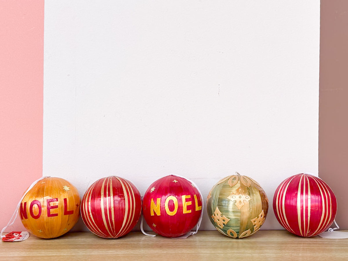 Set of Thirteen Bamboo Christmas Ornaments