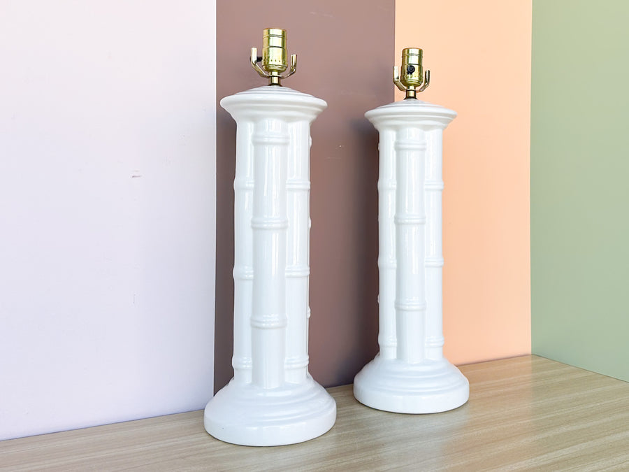 Pair of Newly Painted Faux Bamboo Lamps