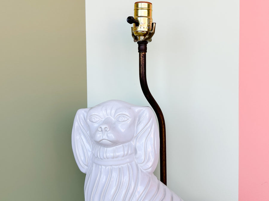 White Staffordshire Dog Lamp