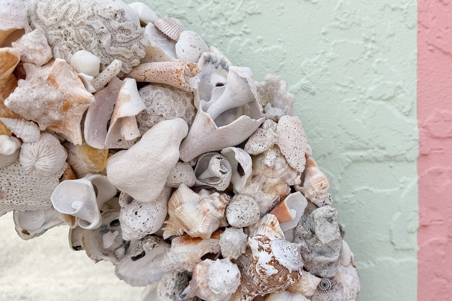Island Chic Bahamian Shell Round Mirror