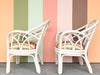 Pair of Painted Rattan Lounge Chairs