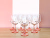 Set of Eight Pink Stem Glassware