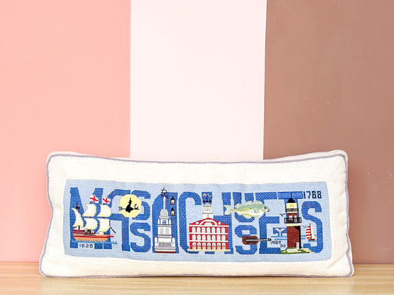Massachusetts Needlepoint Pillow