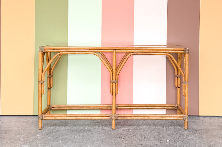 Old Florida Rattan Console
