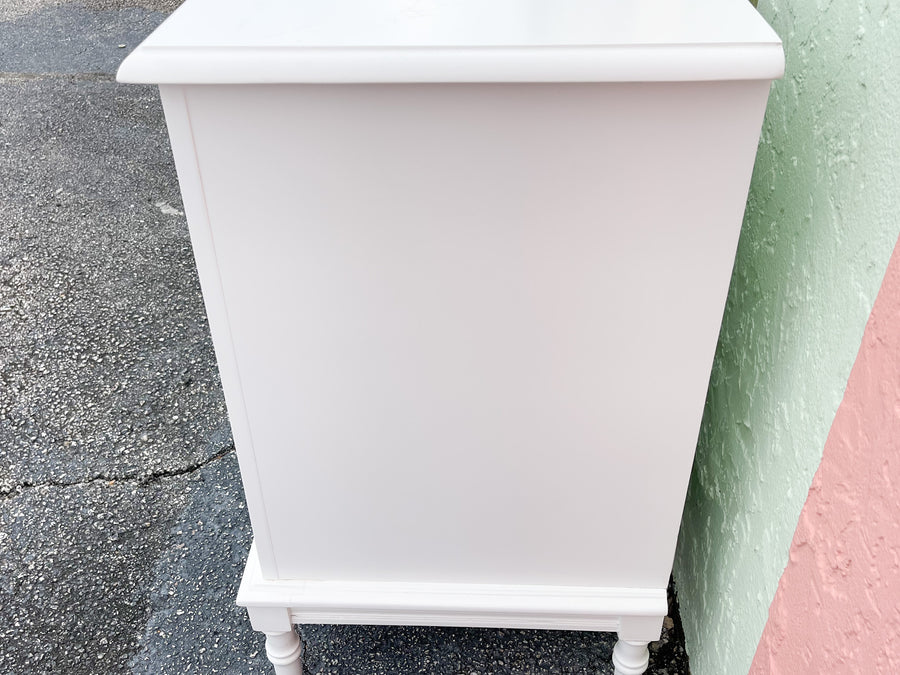 Newly Painted White Faux Bamboo Dresser