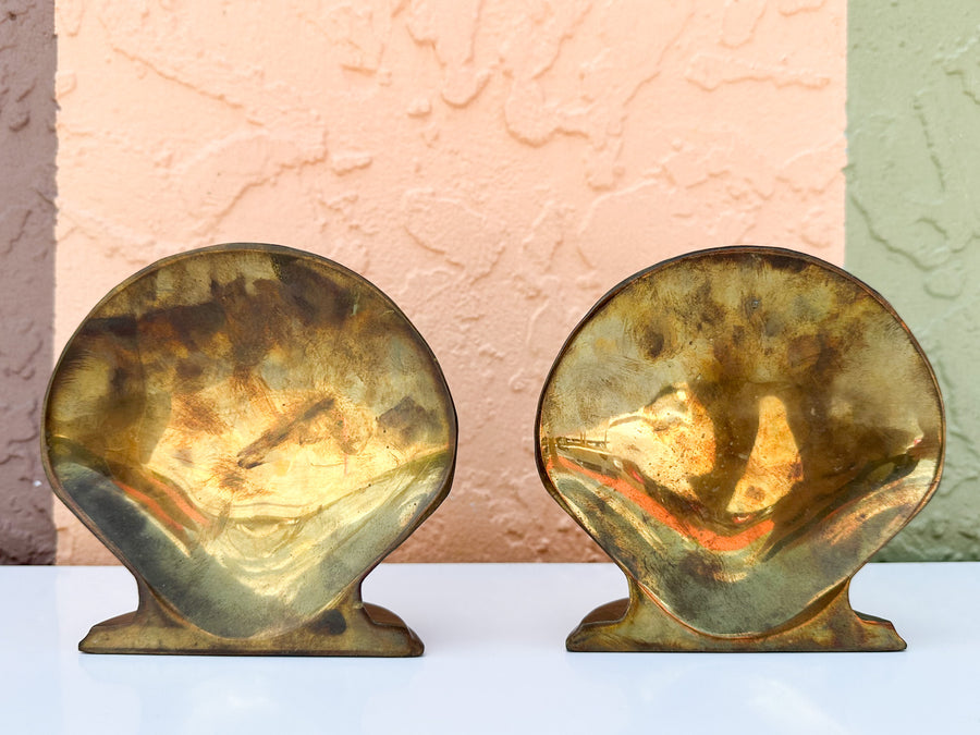 Pair of Brass Shell Bookends