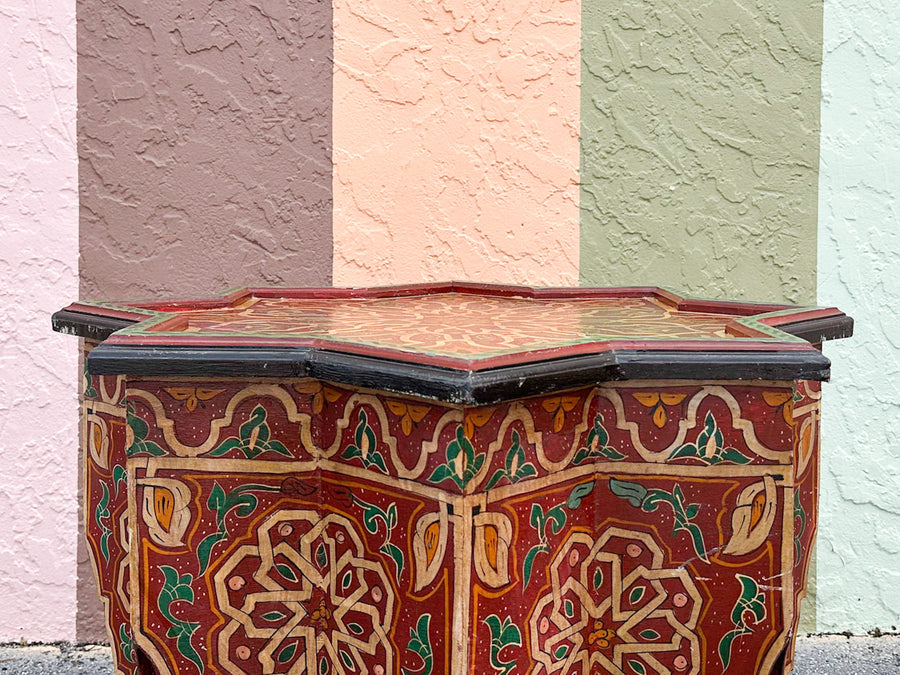 Colorful Red and Green Moroccan Style Side Table