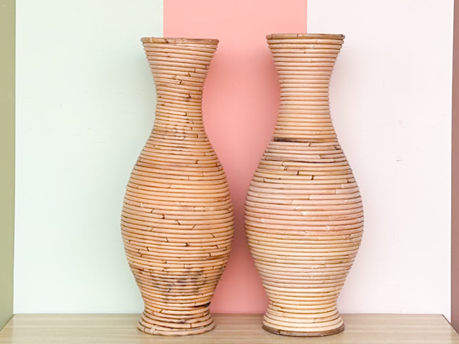 Pair of Natural Pencil Reed Vases