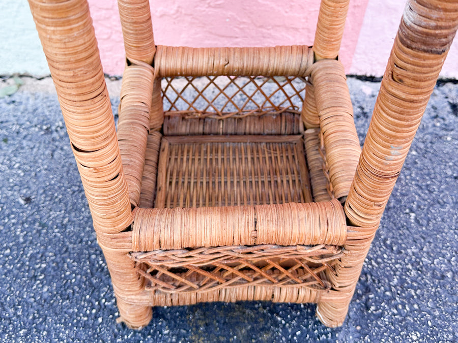 Pair of Rattan Plant Stands