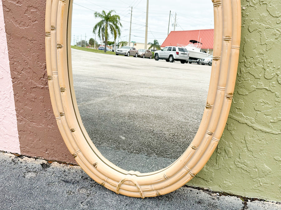 Faux Bamboo Leaf Mirror
