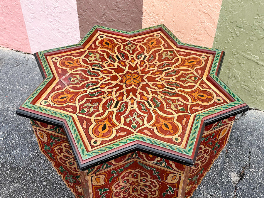 Colorful Red and Green Moroccan Style Side Table