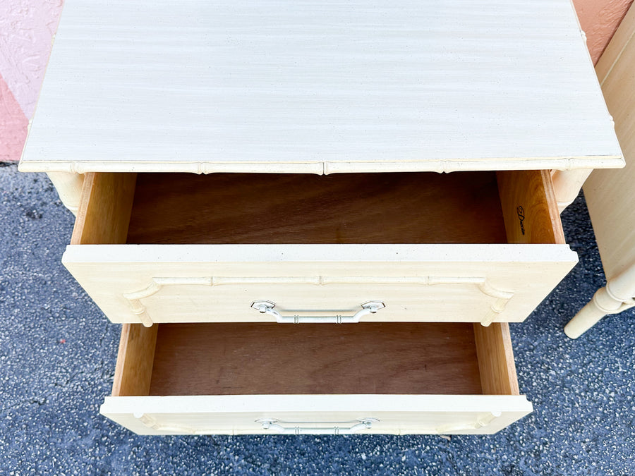 Pair of Faux Bamboo Fretwork Nightstands