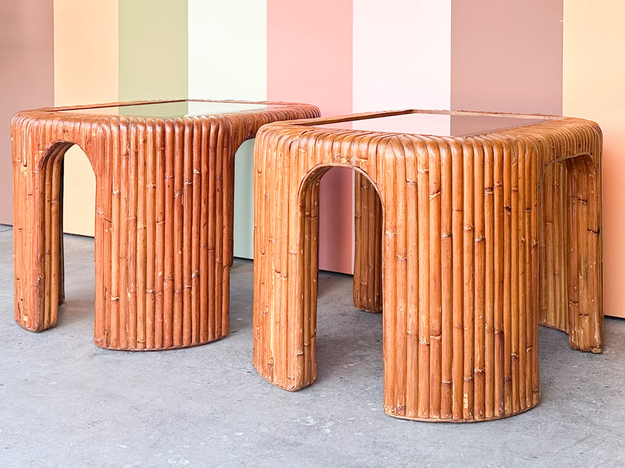Pair of Island Style Bamboo Side Tables