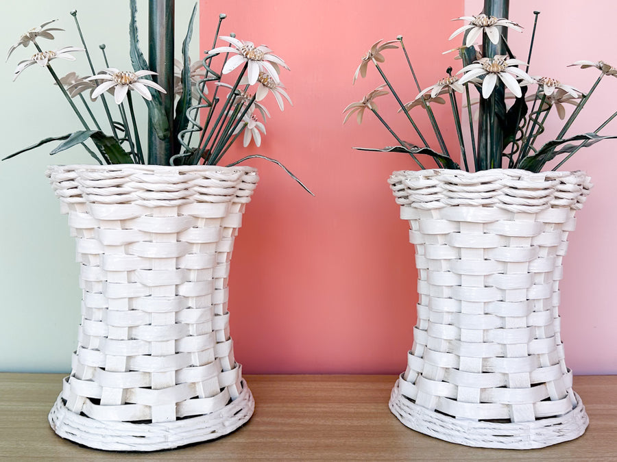 Pair of Sweet Floral Basket Lamps