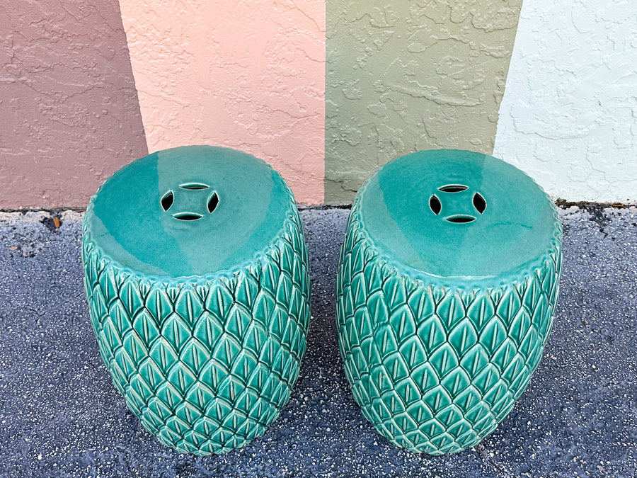 Pair of Gorg Green Artichoke Garden Seats