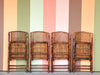 Set of Four Bamboo and Cane Folding Chairs