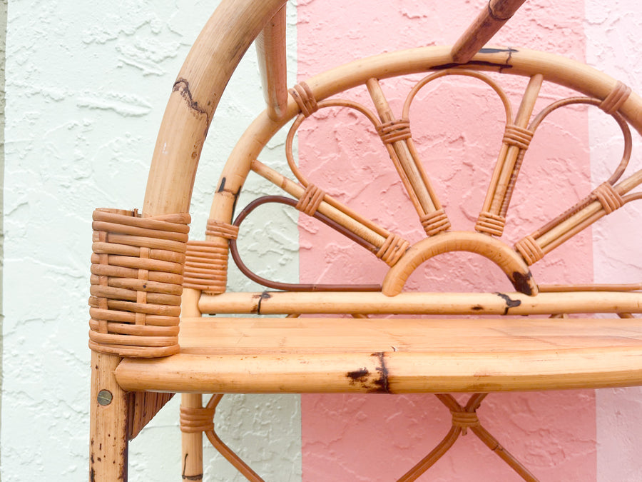 Old Florida Style Rattan Arch Etagere