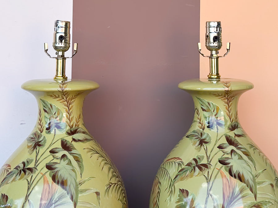 Pair of Tropical Chartreause Lamps