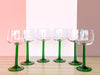 Set of Six French Green Stem Glassware