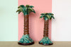 Set of Three Majolica Palm Tree Candle Holders