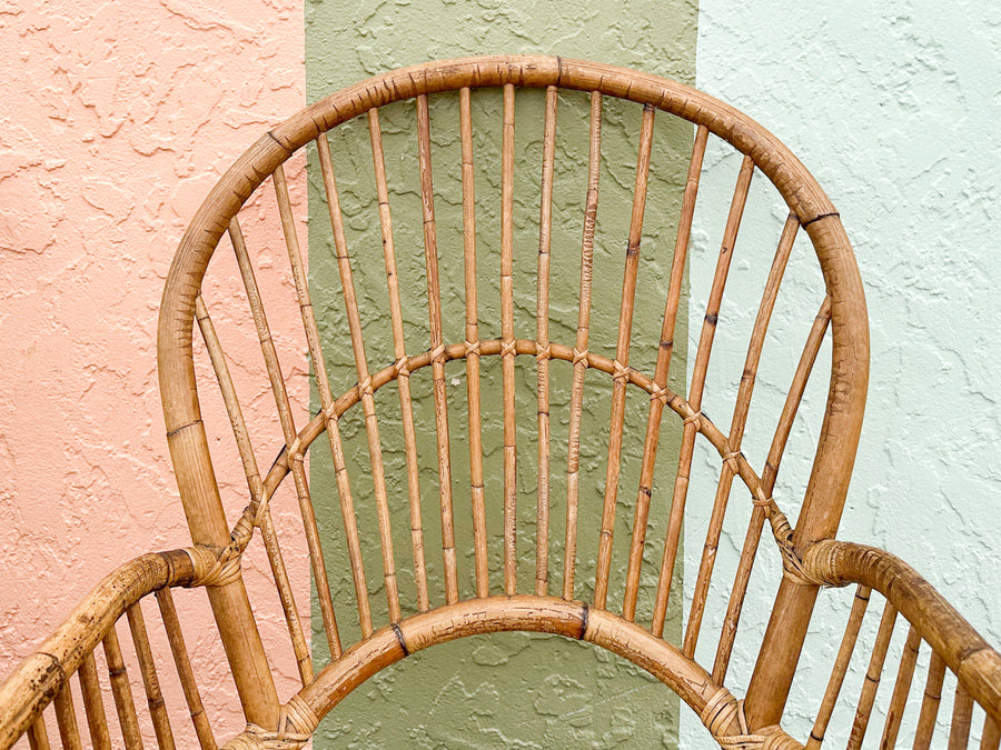 Pair of Island Style Rattan Balloon Back Chairs