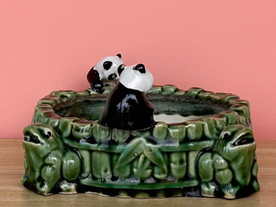 Panda and Frog Faux Bamboo Cachepot