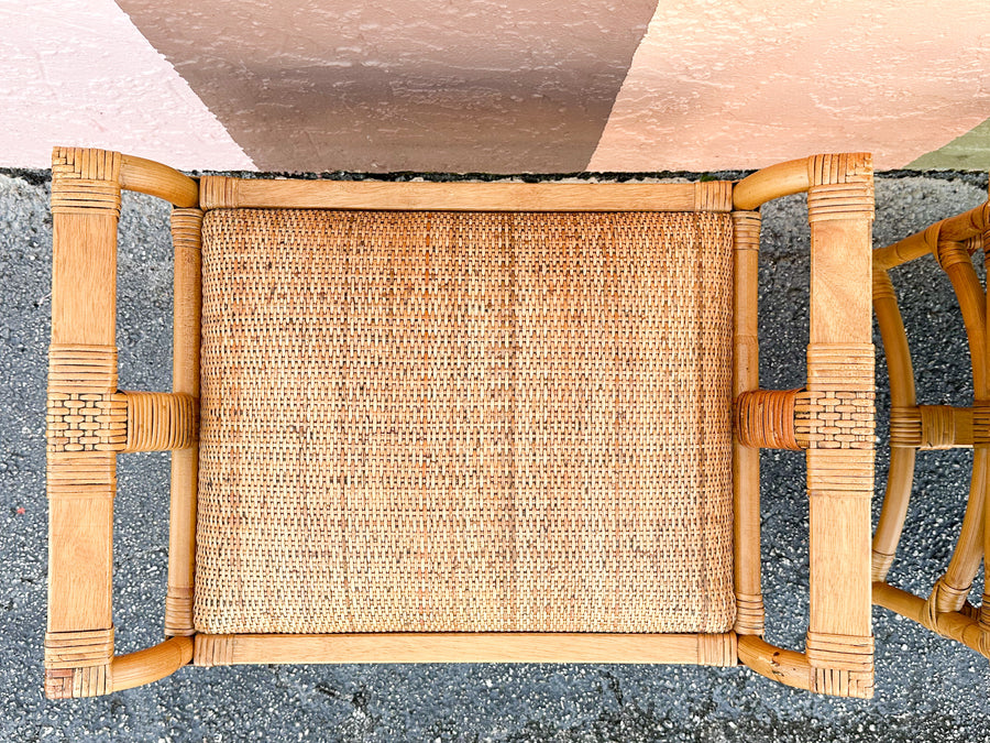Pair of Rattan Pagoda Stools