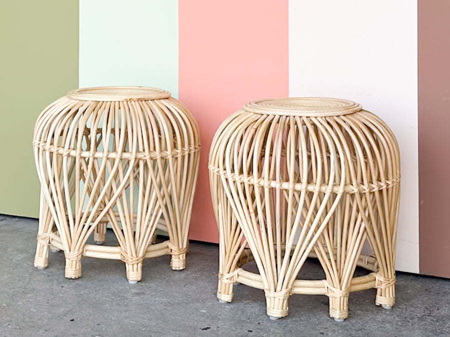 Pair of Cute Rattan Drinks Tables