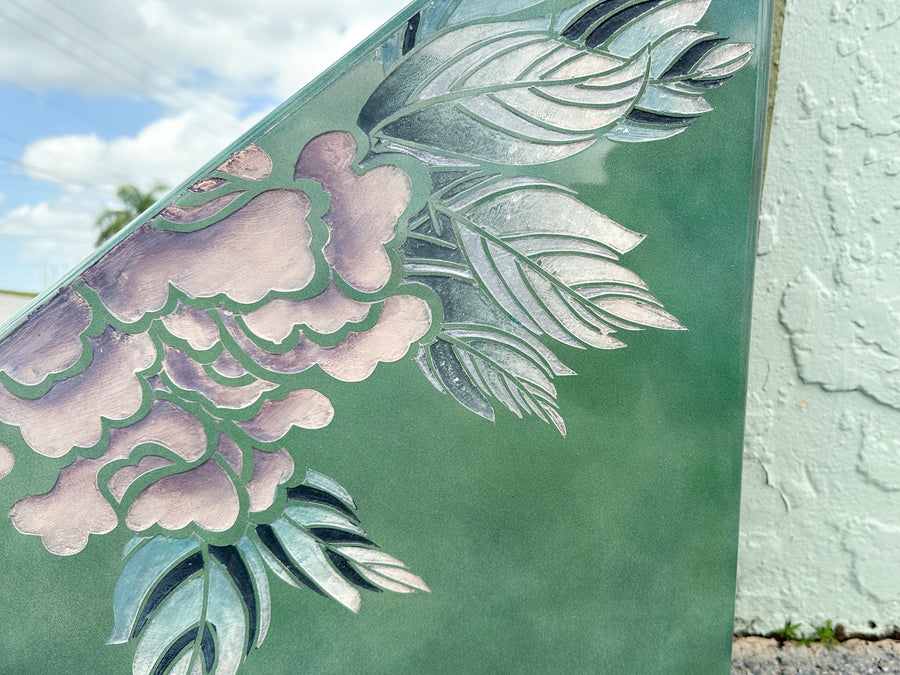 Pink and Green Lacquer Bird Mirror