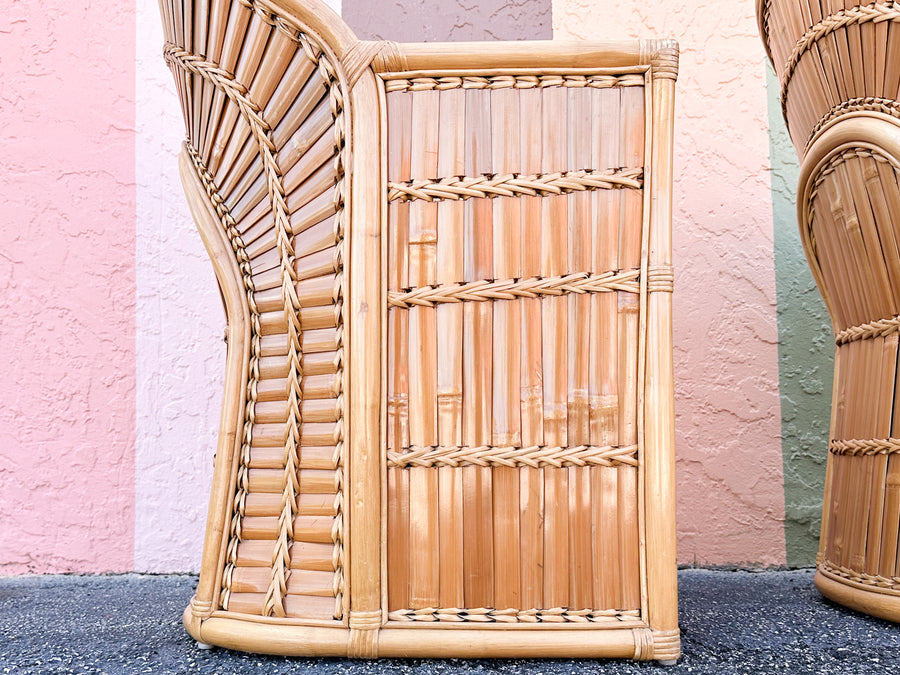 Pair of Island Chic Split Bamboo Lounge Chairs