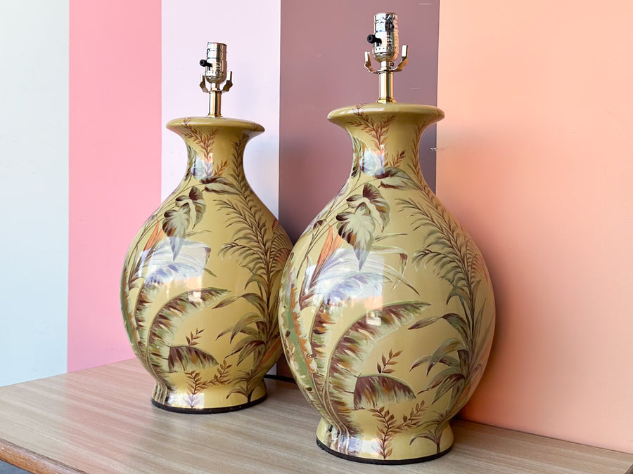 Pair of Tropical Chartreause Lamps