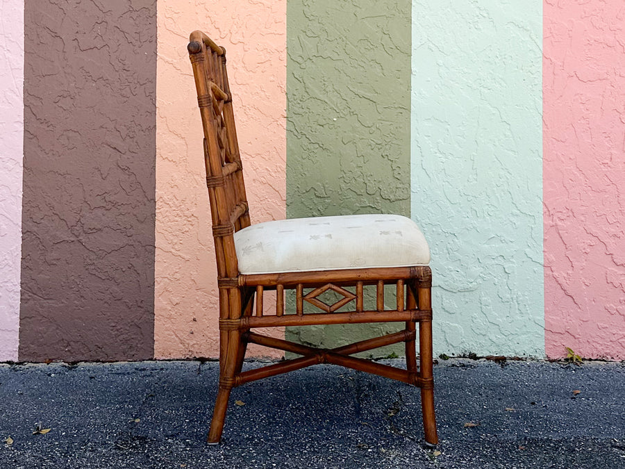 Set of Six Fretwork Rattan Dining Chairs