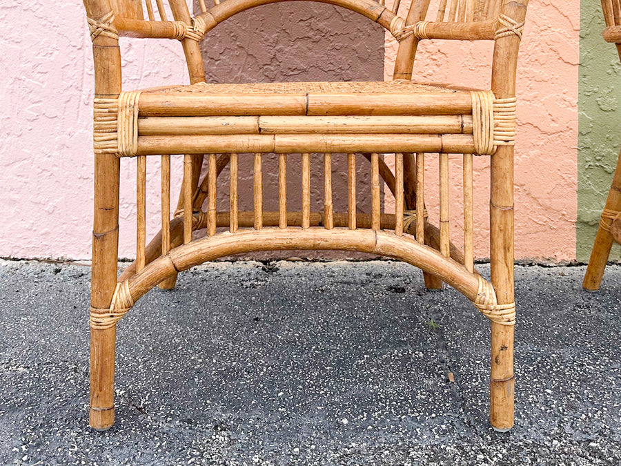 Pair of Island Style Rattan Balloon Back Chairs