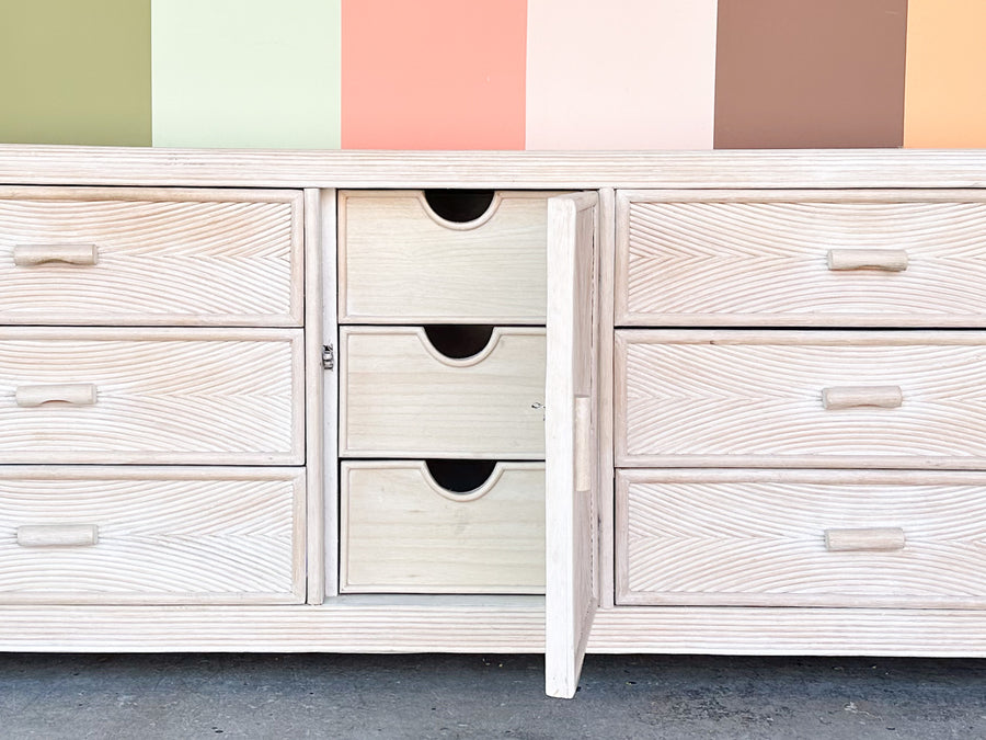 Coastal Cool Pencil Reed Rattan Credenza