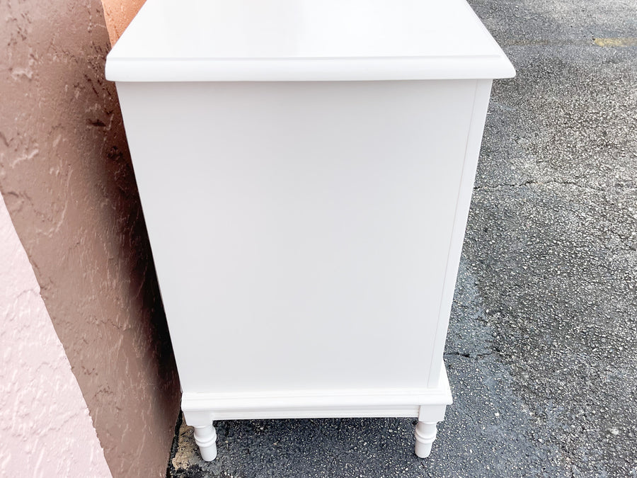 Newly Painted White Faux Bamboo Dresser