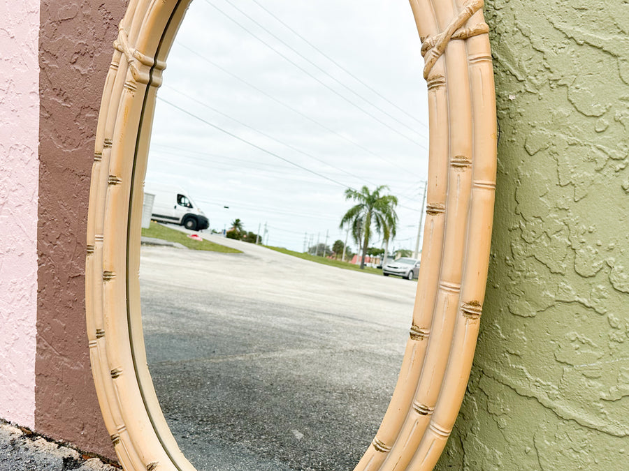 Faux Bamboo Leaf Mirror