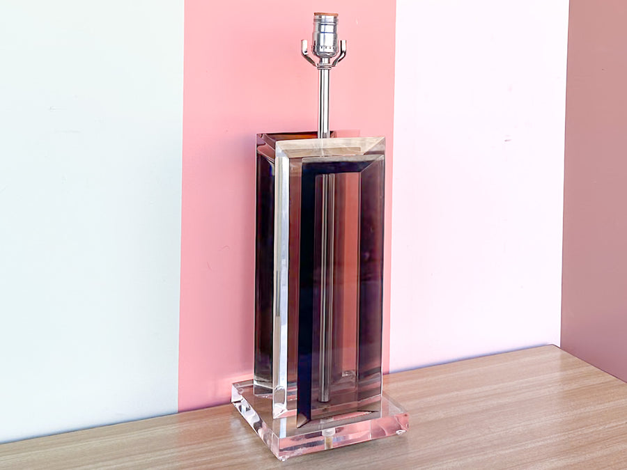 Van Teal Smoked Lucite Column Lamp