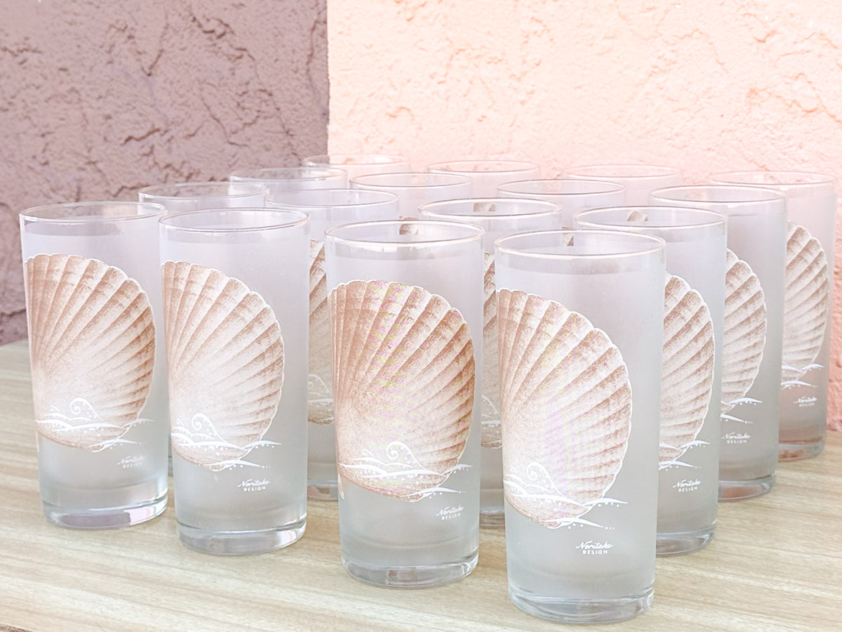 Set of Sixteen Frosted Shell Glassware
