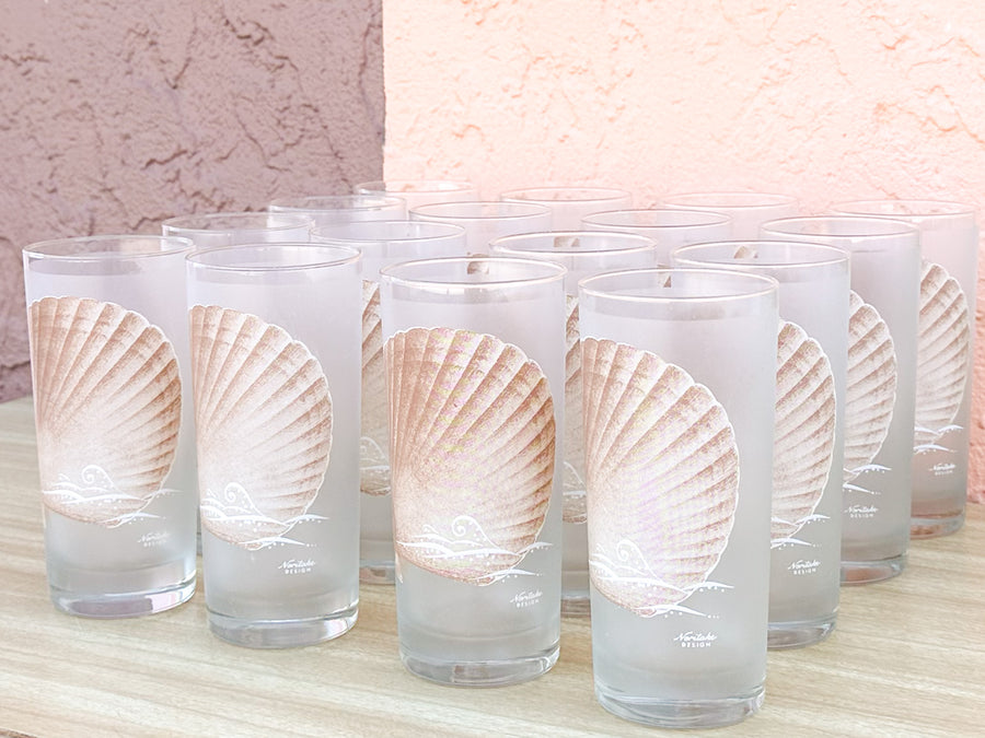 Set of Sixteen Frosted Shell Glassware