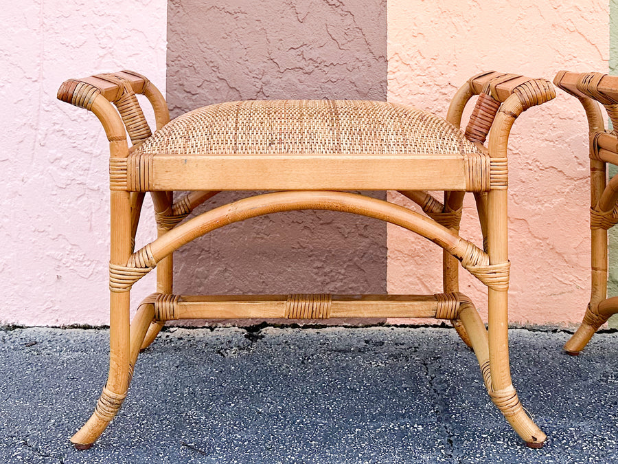 Pair of Rattan Pagoda Stools