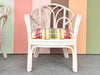 Pair of Painted Rattan Lounge Chairs