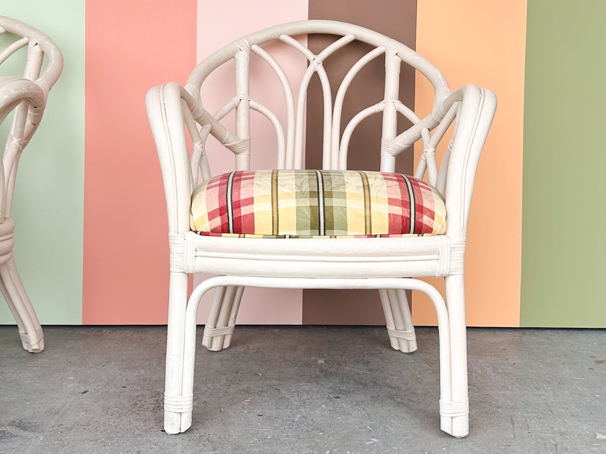 Pair of Painted Rattan Lounge Chairs