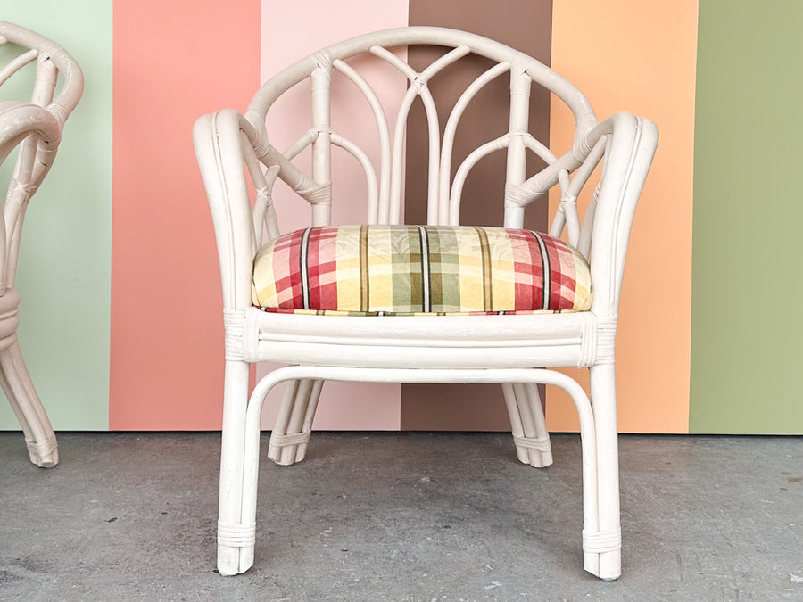 Pair of Painted Rattan Lounge Chairs