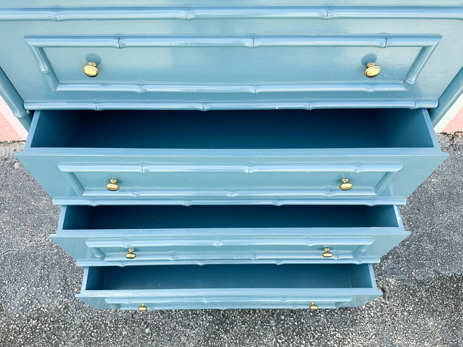 Cornflower Blue Faux Bamboo Extra Tall Chest