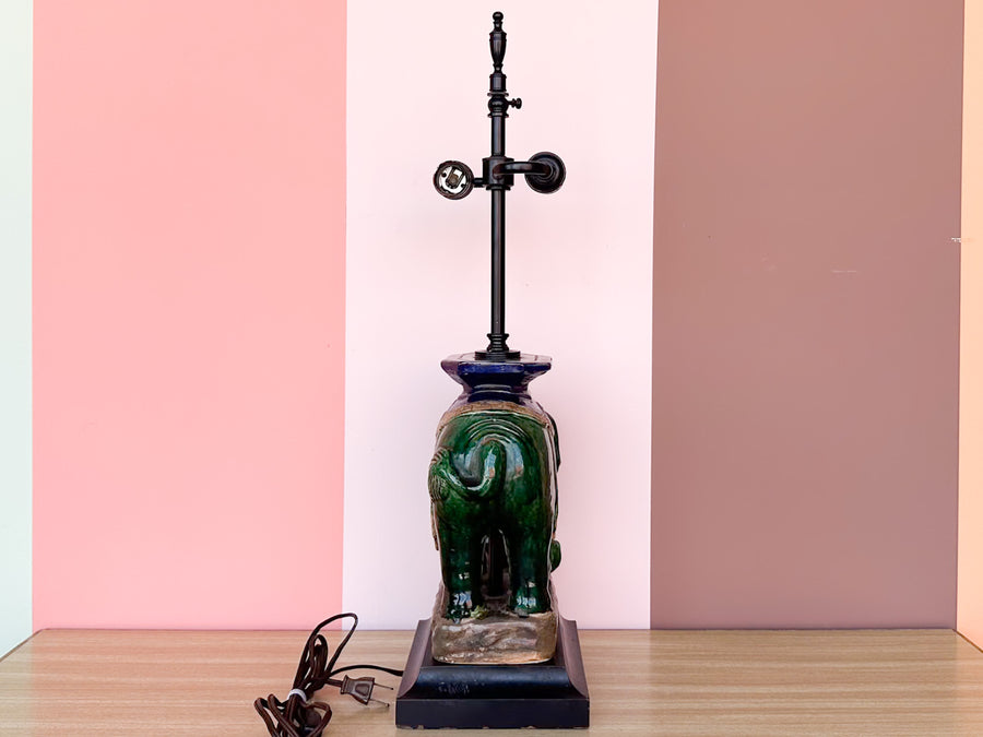 Ceramic Elephant Garden Seat Lamp