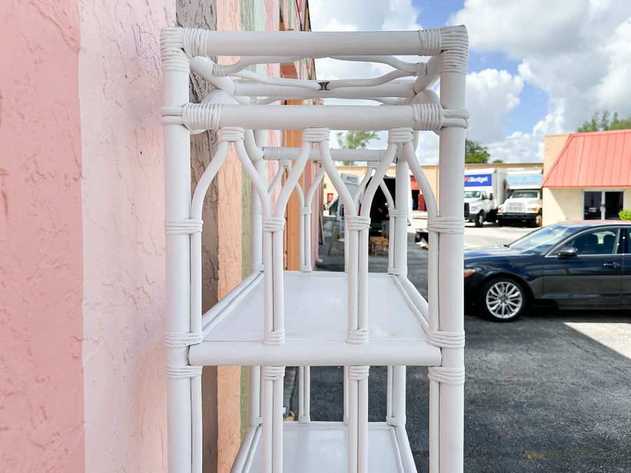 Faux Bamboo Rattan Pagoda Etagere
