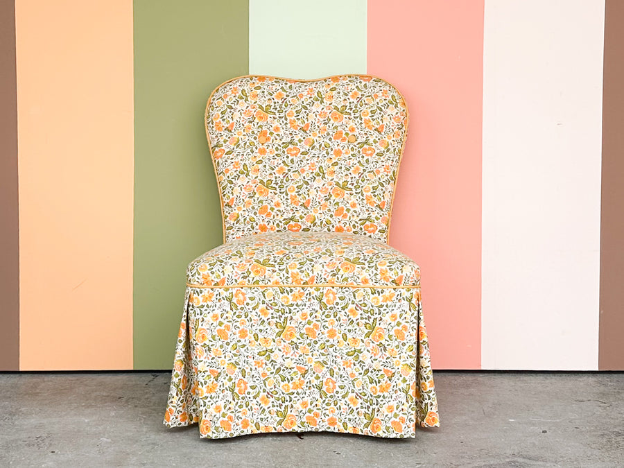 Happy Yellow Floral Upholstered Sweetheart Chair