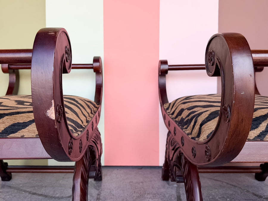 Pair of Regency Style Mahogany X Benches