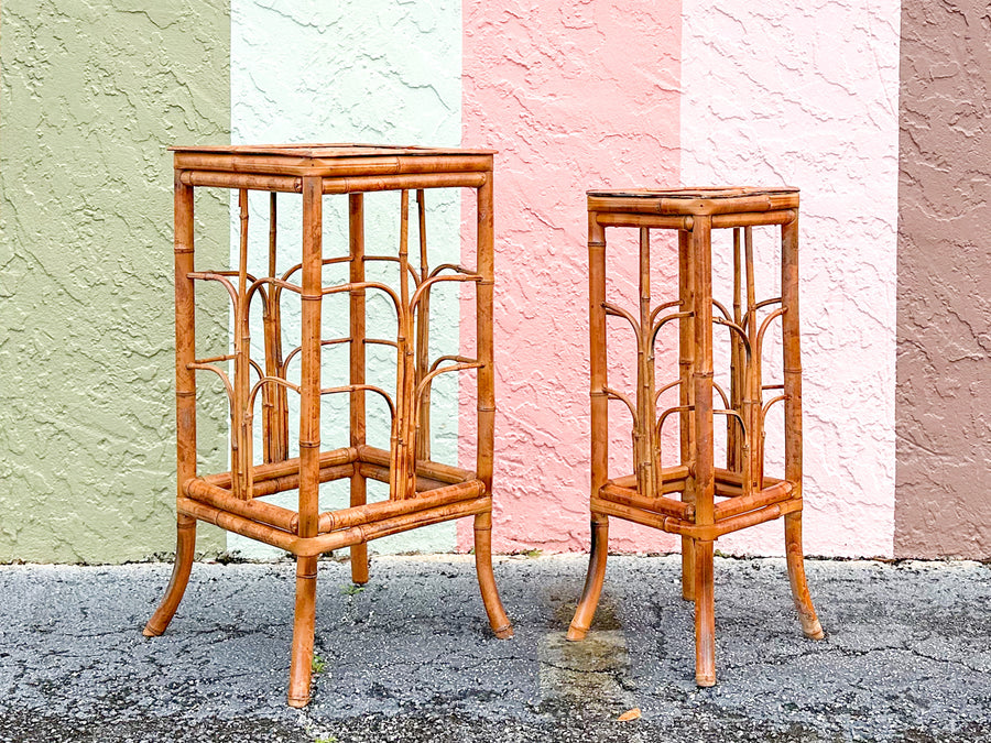 Pair of Rattan Plant Stands